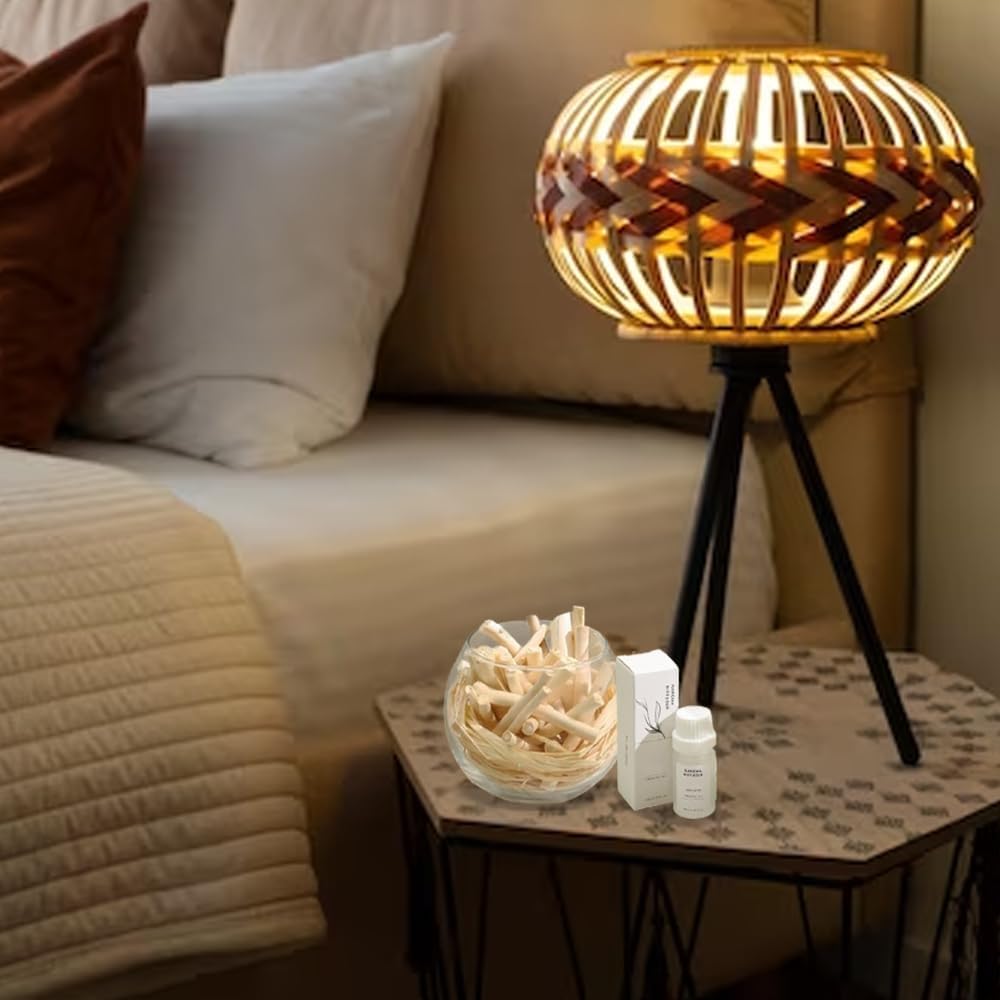 Smart Straw Reed Diffuser Set with LED Light and Essential Oil