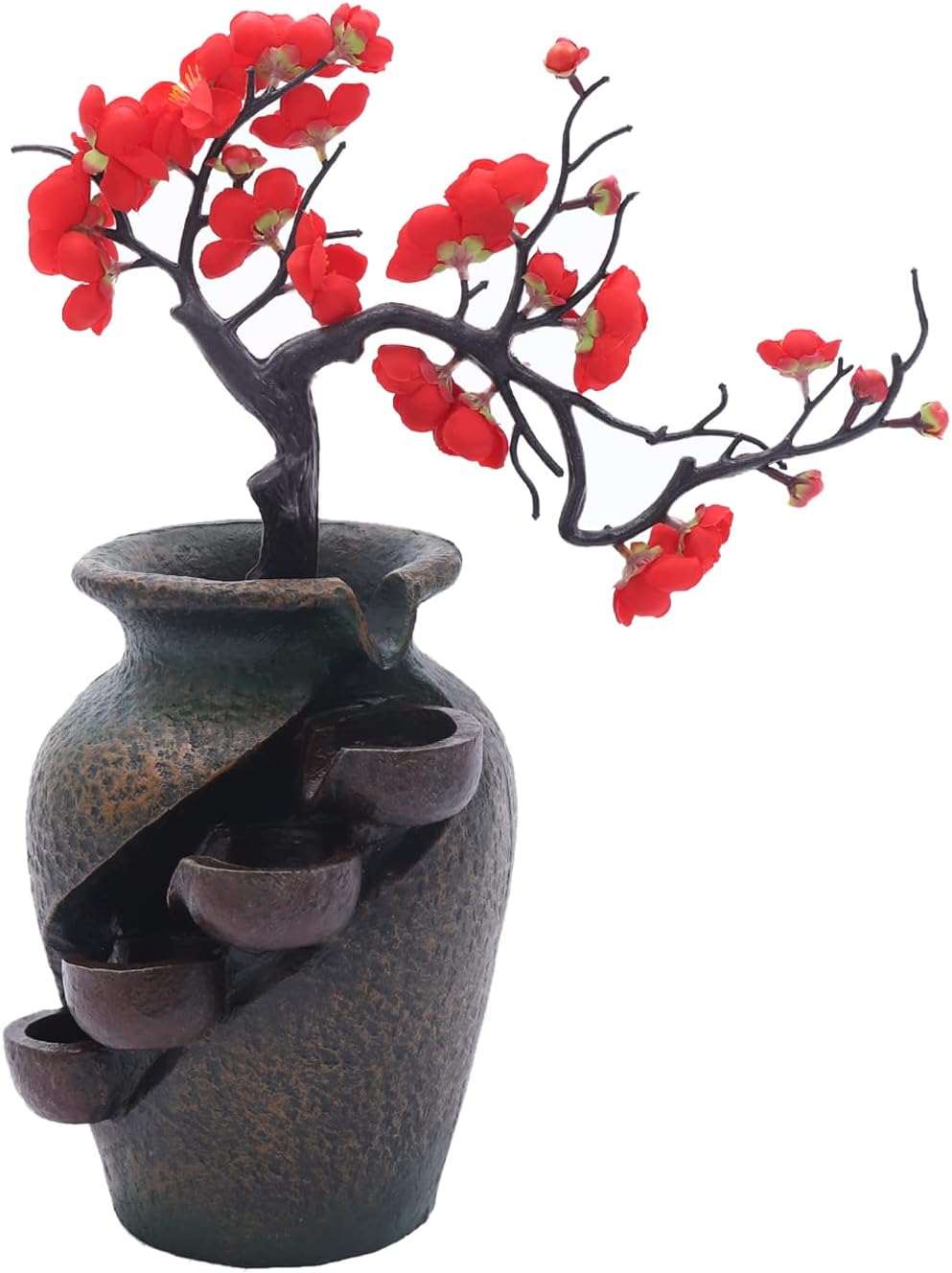 Flower Vase Waterfall Fountain Tabletop Indoor Feng Shui Decor