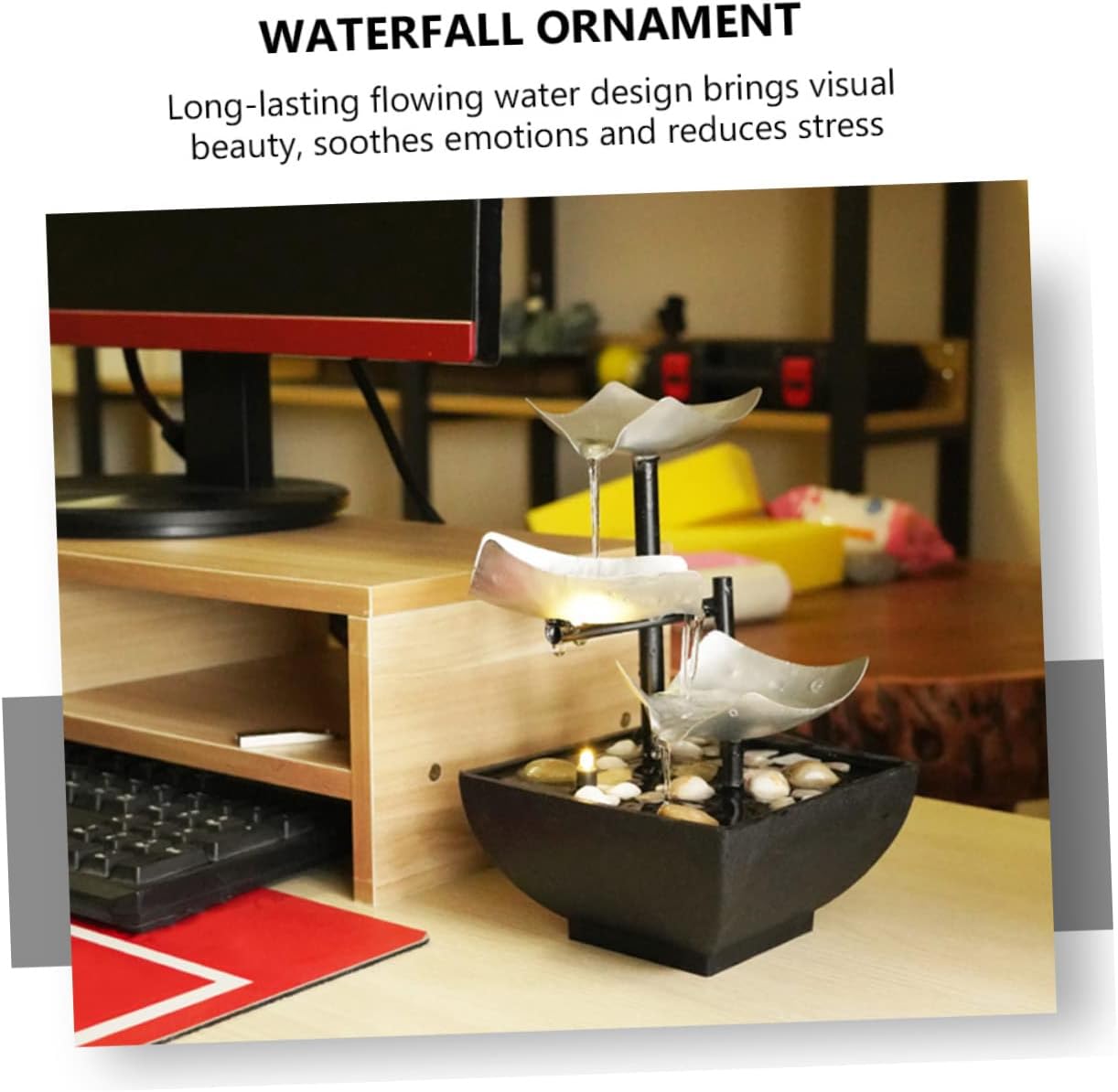 Zerodeko Tabletop Running Water Fountain Office Decor