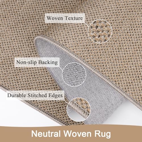SHACOS Easy Jute 3x5 ft Washable Area Rug - Neutral Beige
