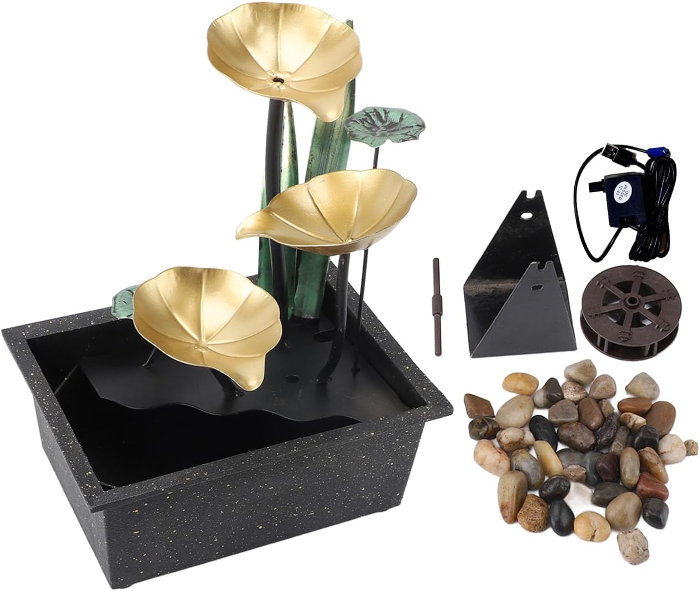 USB Tabletop Fountain with LED Desk Waterfall Decor