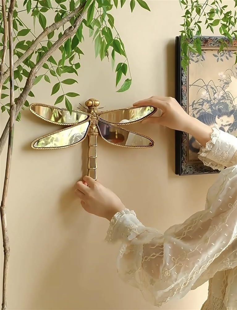 Dragonfly Wall Decor Resin Mirror Gold Handmade Retro Style 134x106in