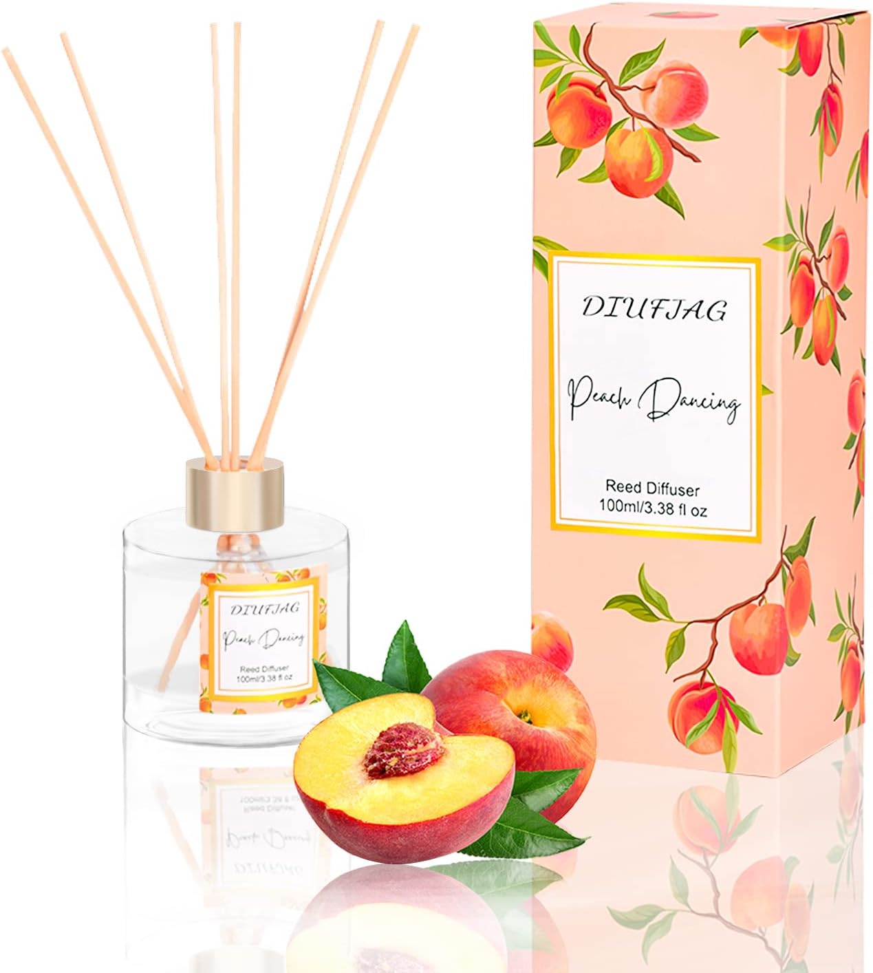 DIUFJAG 150ml and 100ml Peach Reed Diffuser Set