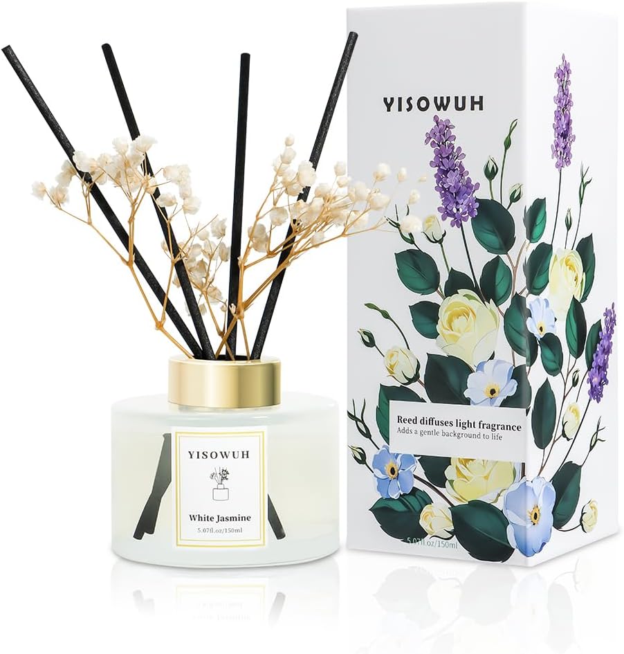 White Jasmine Reed Diffuser Set with 8 Sticks