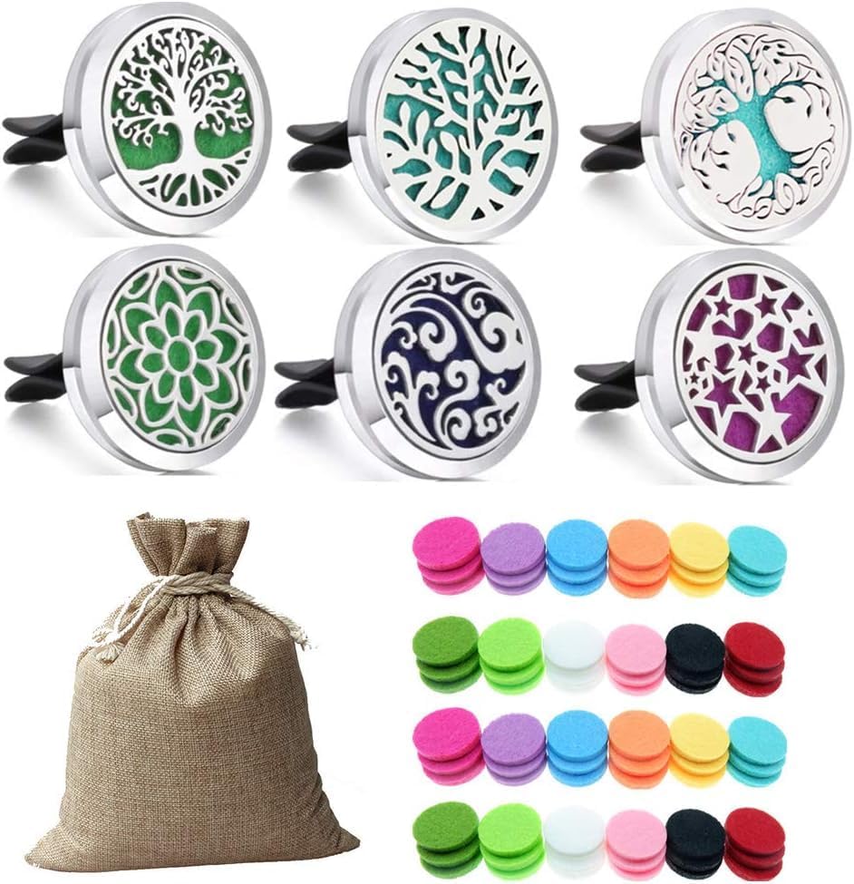 GERRIT 6 Piece Aromatherapy Diffuser Set with 72 Replacement Felt Pads and Gift Bag