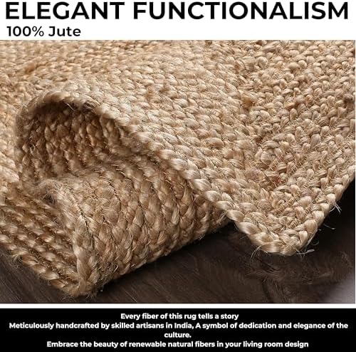 Jute Rug - Handwoven Natural Braided Reversible Rug for Living Room Kitchen Entryway Farmhouse Rustic Decor 24x36 Inch