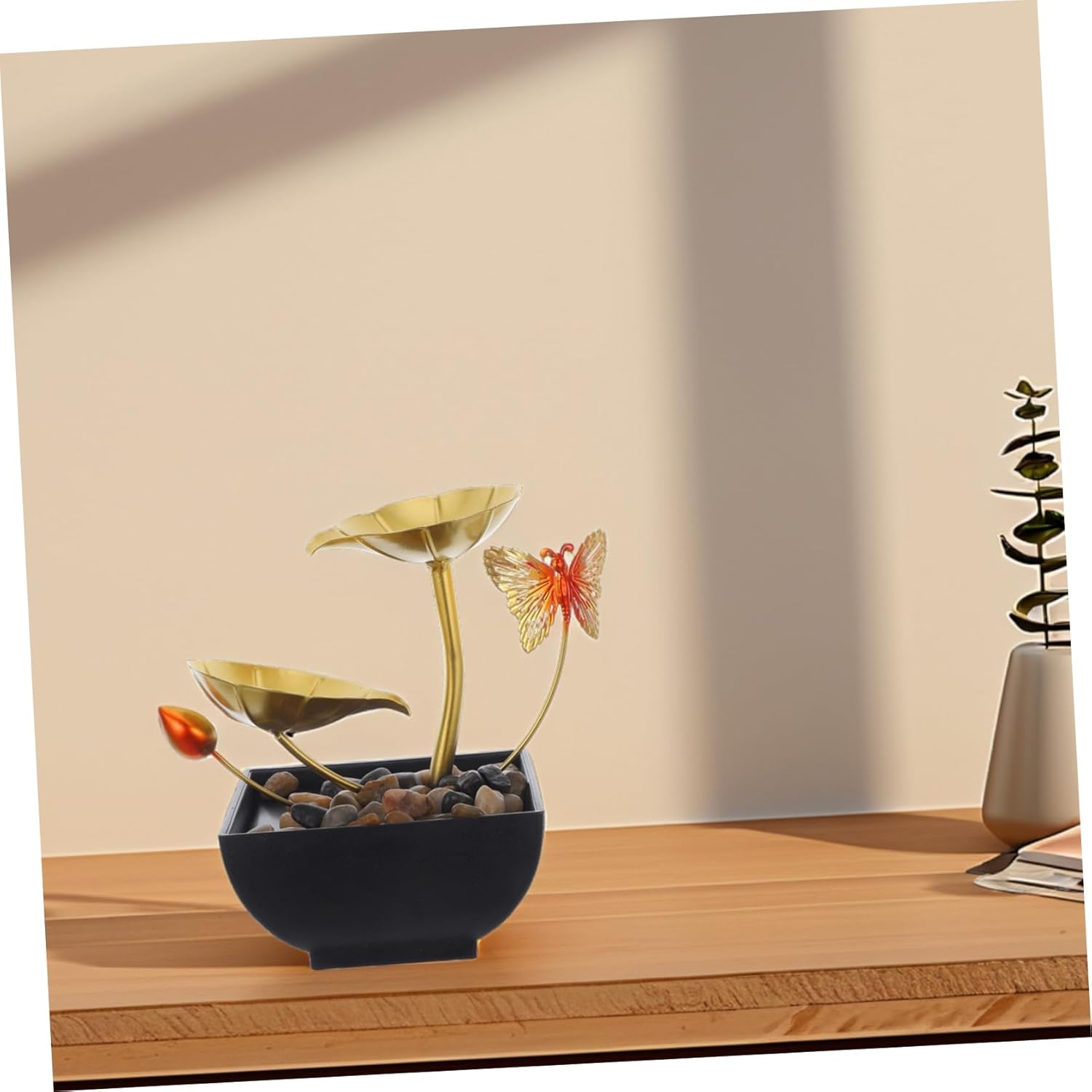 Luxshiny USB Powered Tabletop Waterfall Leaf Fountain for Home Decor