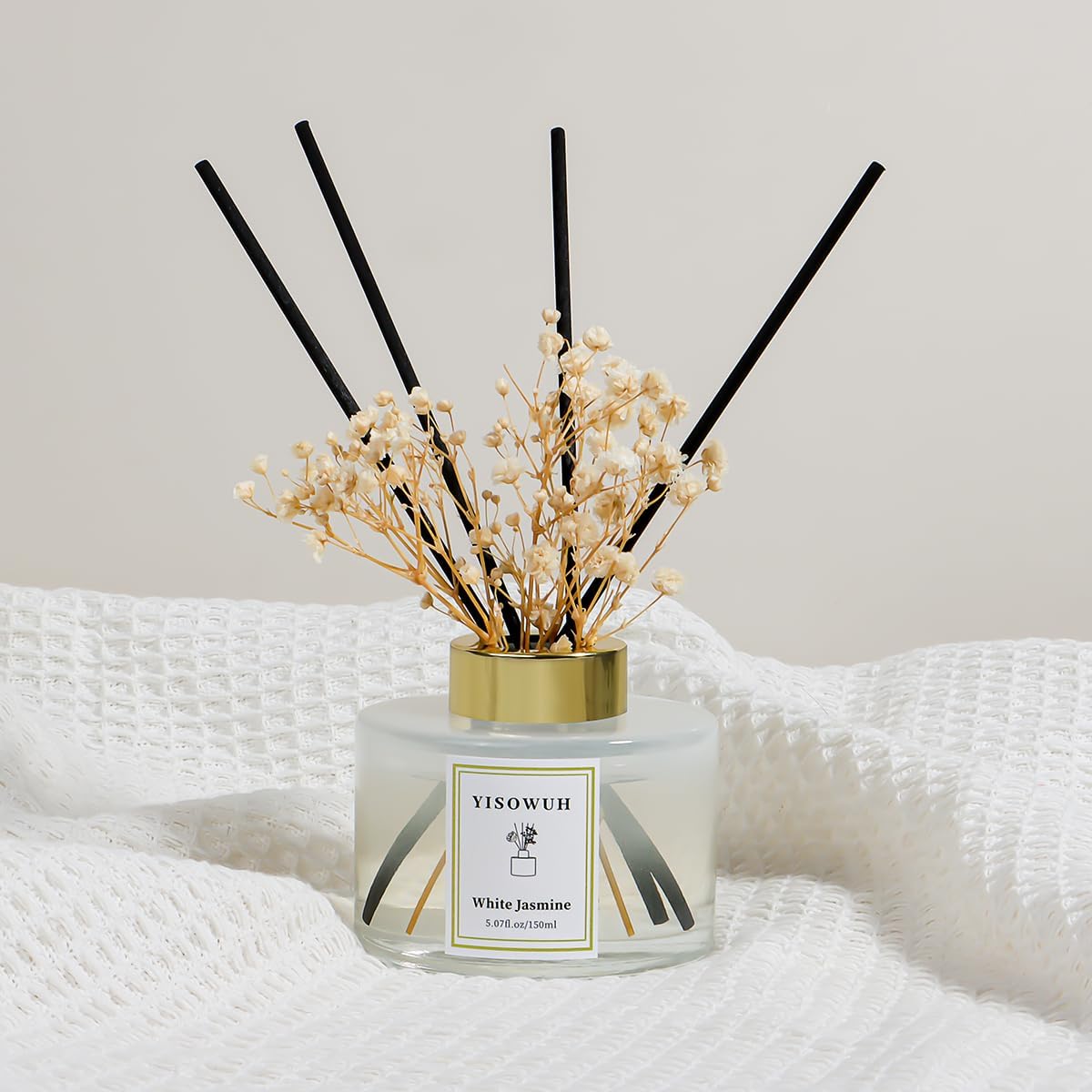 White Jasmine Reed Diffuser Set with 8 Sticks