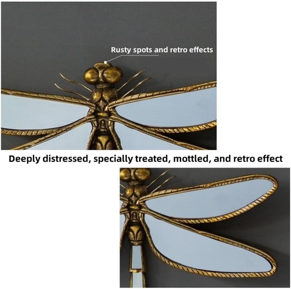 Dragonfly Wall Decor Resin Mirror Gold Handmade Retro Style 134x106in