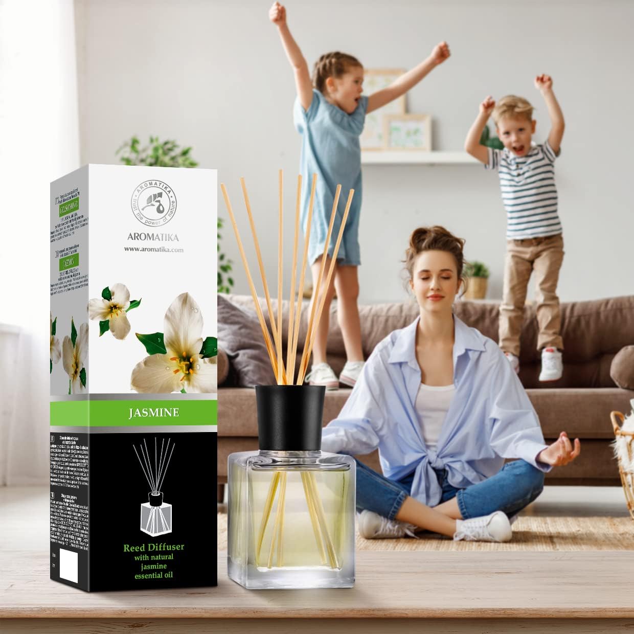 Jasmine Reed Diffuser with Natural Essential Oil 17 Fl Oz