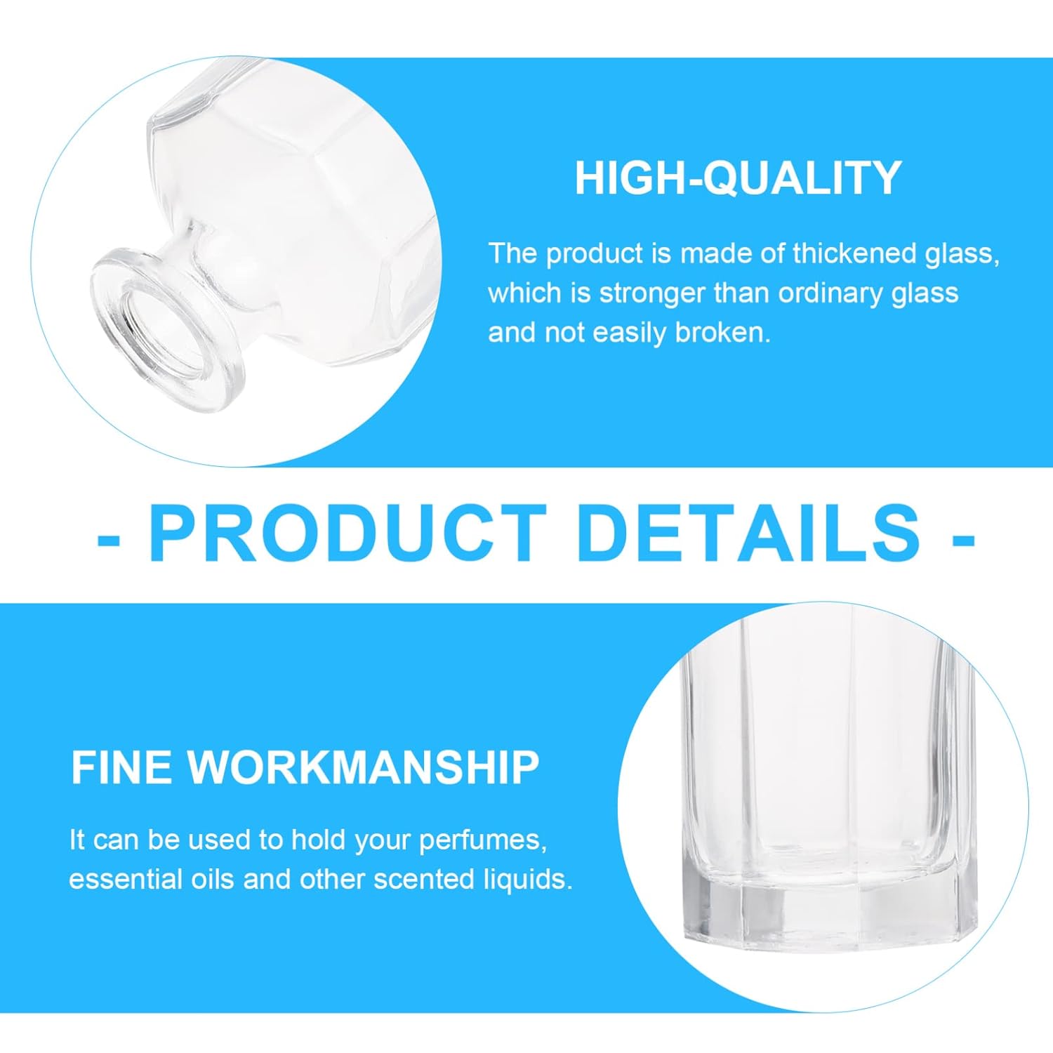 Healifty 2pcs White Glass Diffuser Bottles