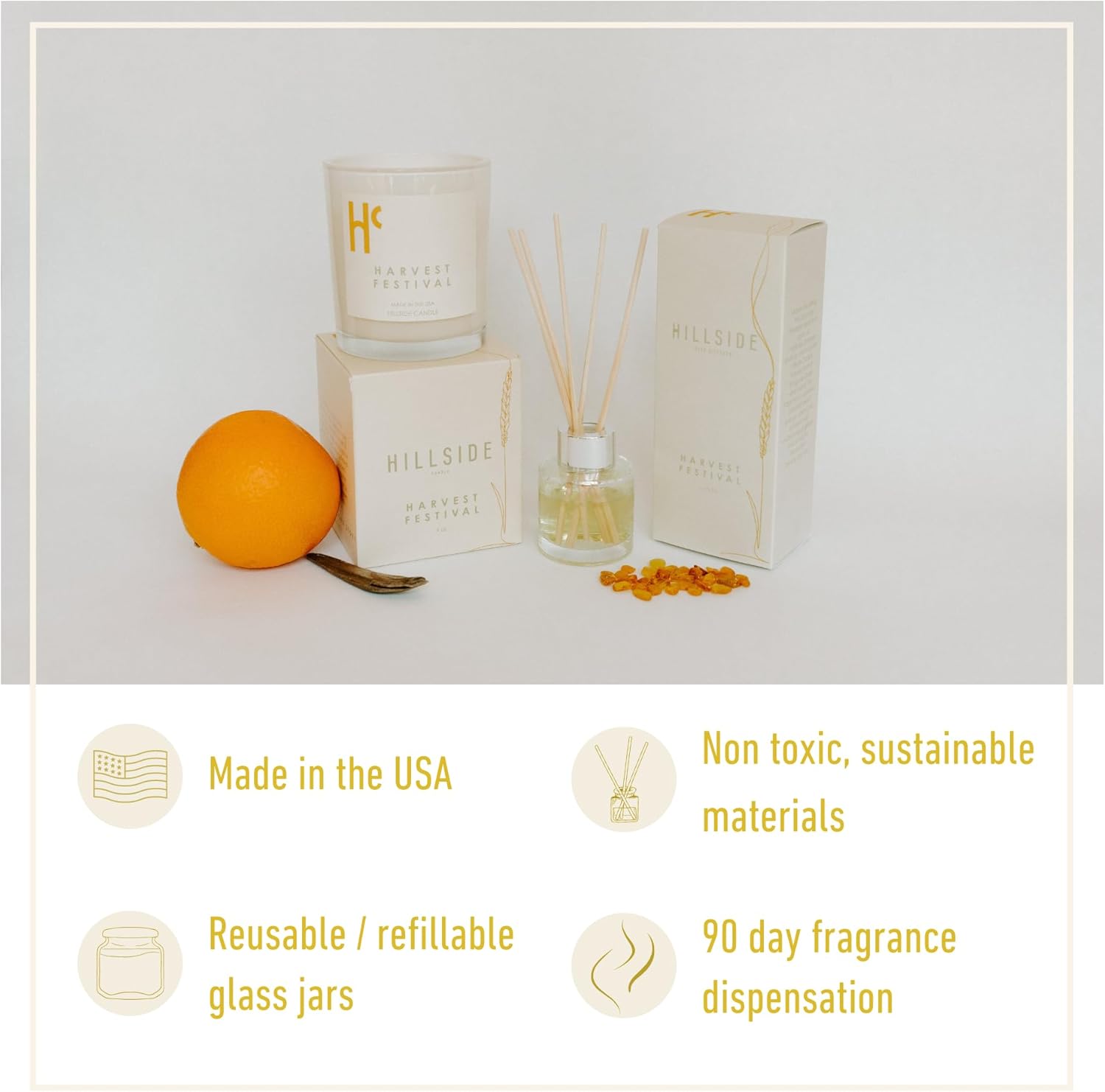Harvest Festival Reed Diffuser - 90 Day Fragrance Non-Toxic Sustainable