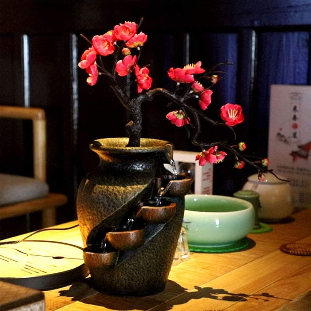 YKHB Tabletop Fountain Resin Indoor Landscape Decor