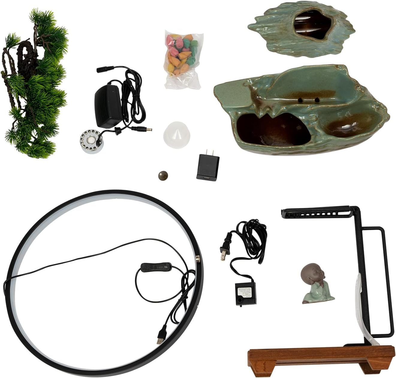 Big Fountain for Table Top - Indoor Waterfall with LED and Reflux Incense 1