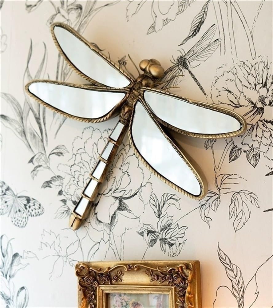 Dragonfly Wall Decor Resin Mirror Gold Handmade Retro Style 134x106in