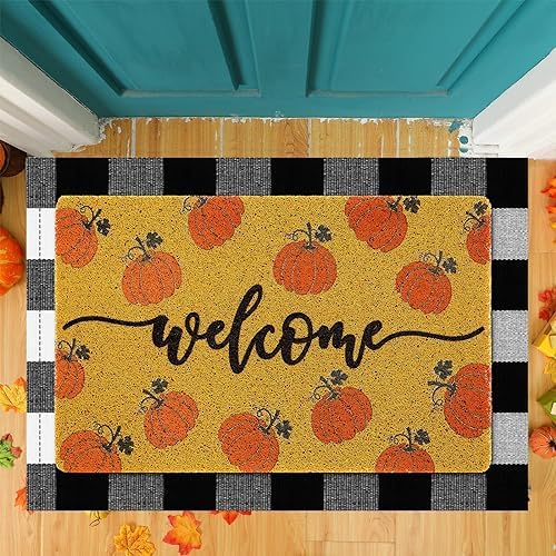 Fabbay 2 Pcs Fall Welcome Mat Halloween Decor