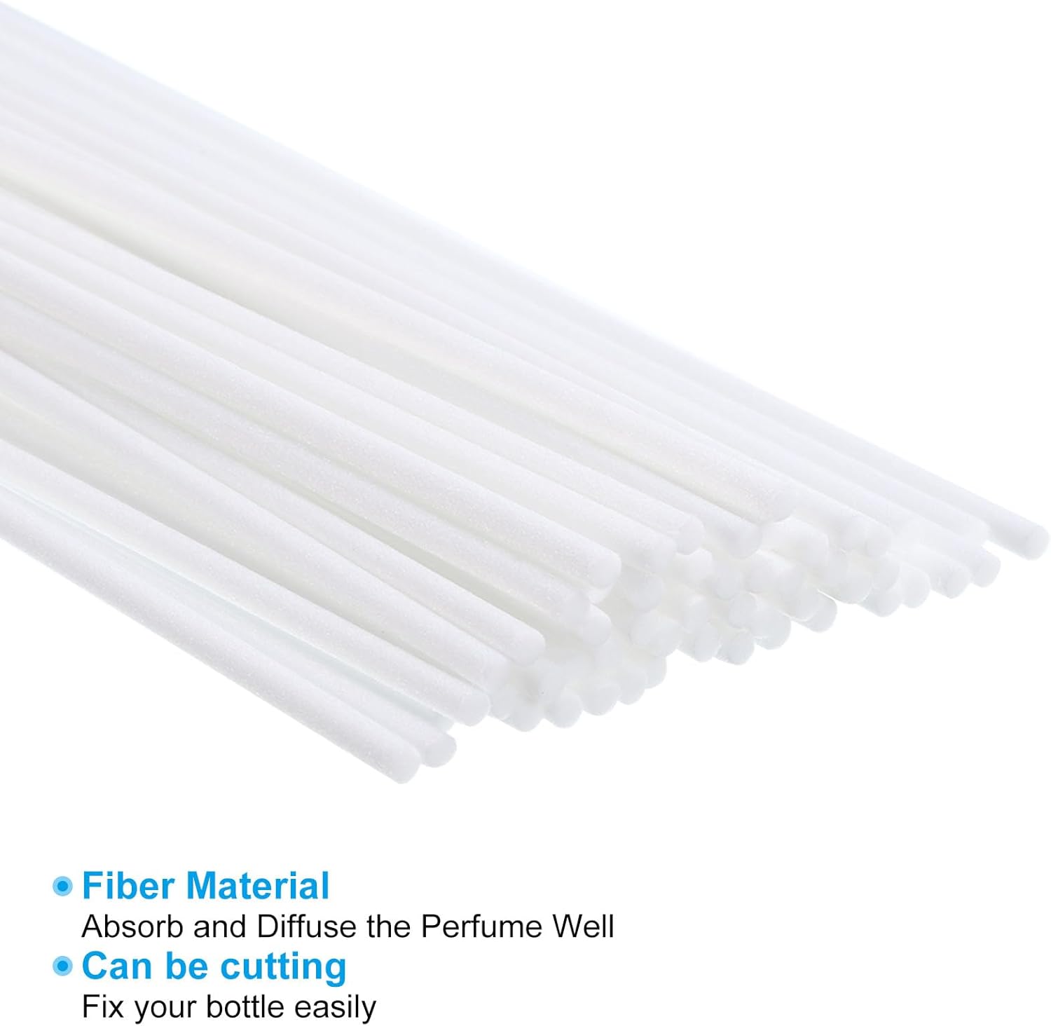 PATIKIL 10 Inch Reed Diffuser Sticks Set 50 Pack with White PET Bottle and Flower Decorations