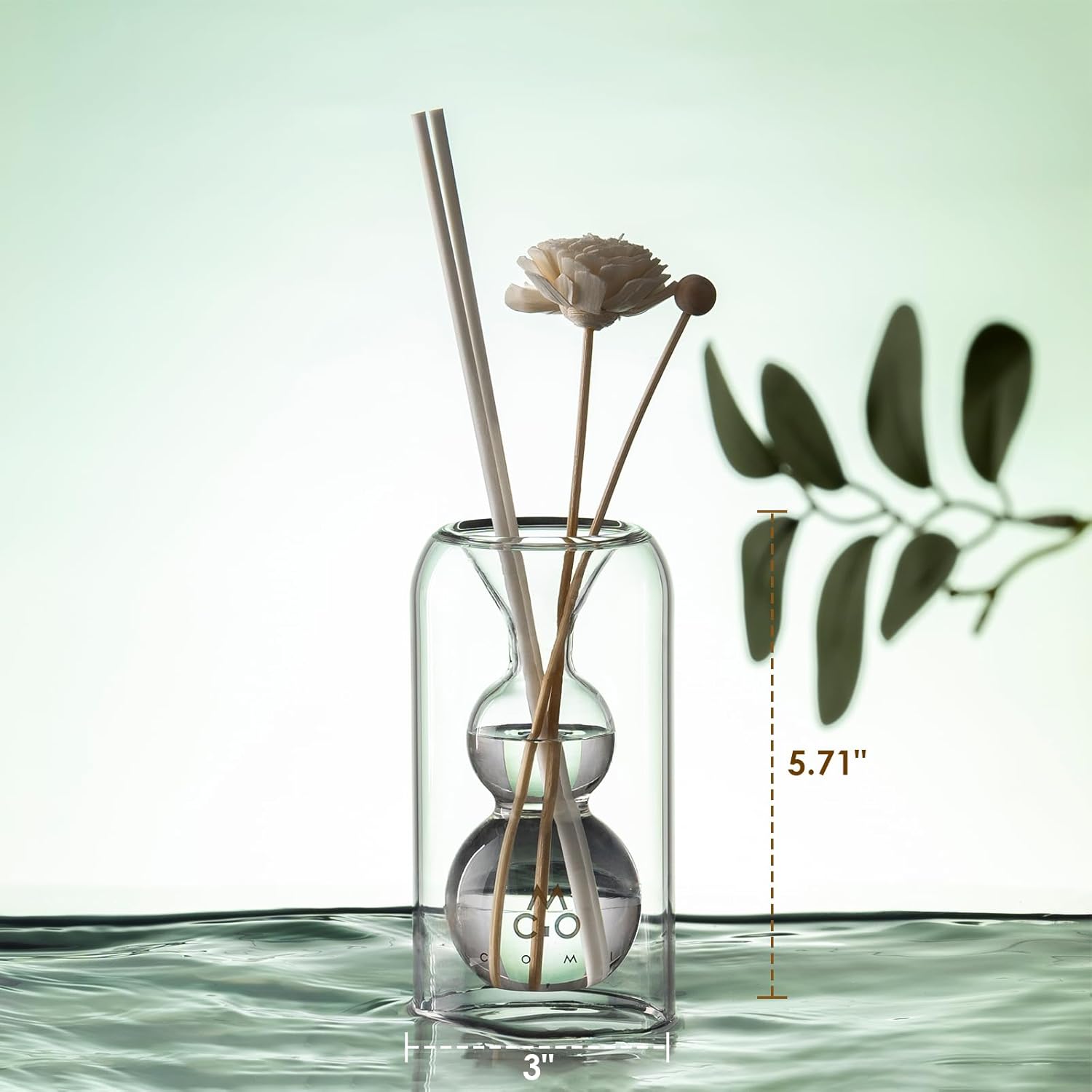 COMI Glass Reed Diffuser Bottle with 5 Sticks and Luminous Base
