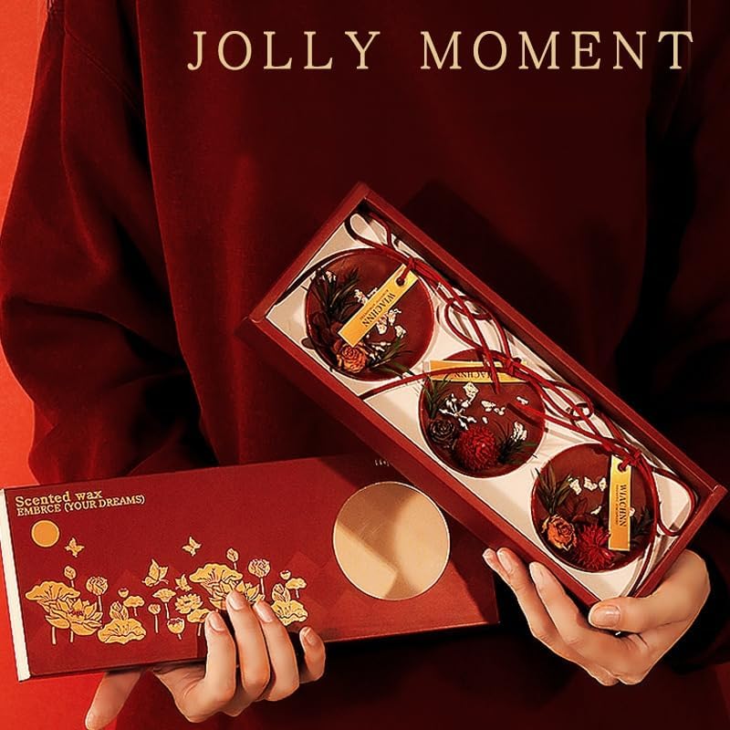 Red Solid Fragrance Wax Pieces Dried Flower Gift Set