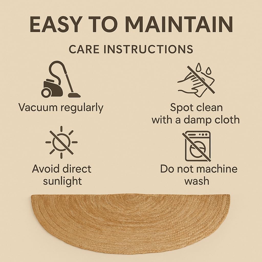 Handwoven Jute Half Moon Entryway Rug 18x36 inch