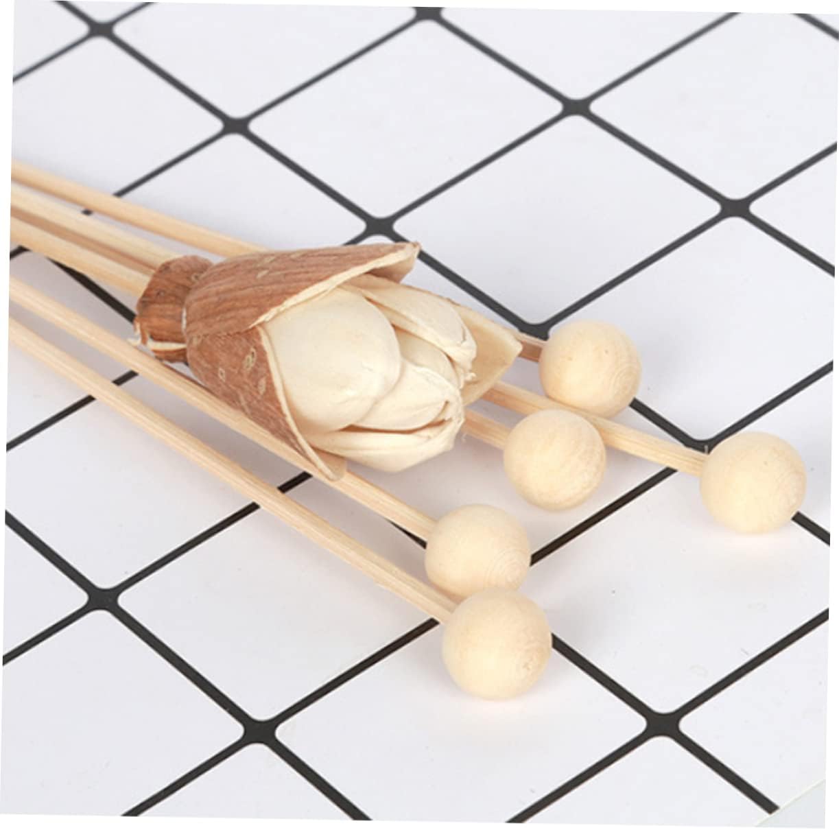Zerodeko 10pcs Natural Rattan Diffuser Sticks with Wooden Bead Reeds for Home Fragrance