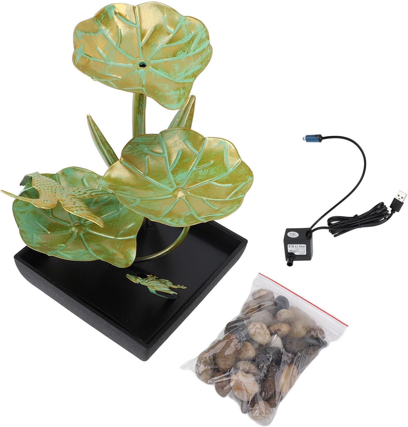 TOPINCN Tabletop Fountain with LED Lights USB Charging 3 Tier