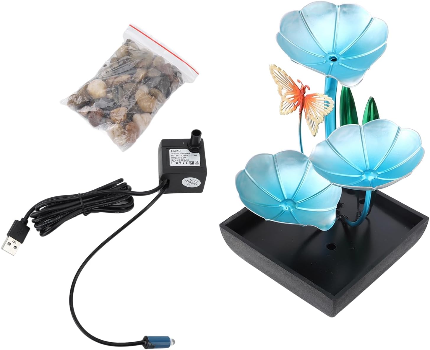 Tabletop Fountain with LED Light and USB Power