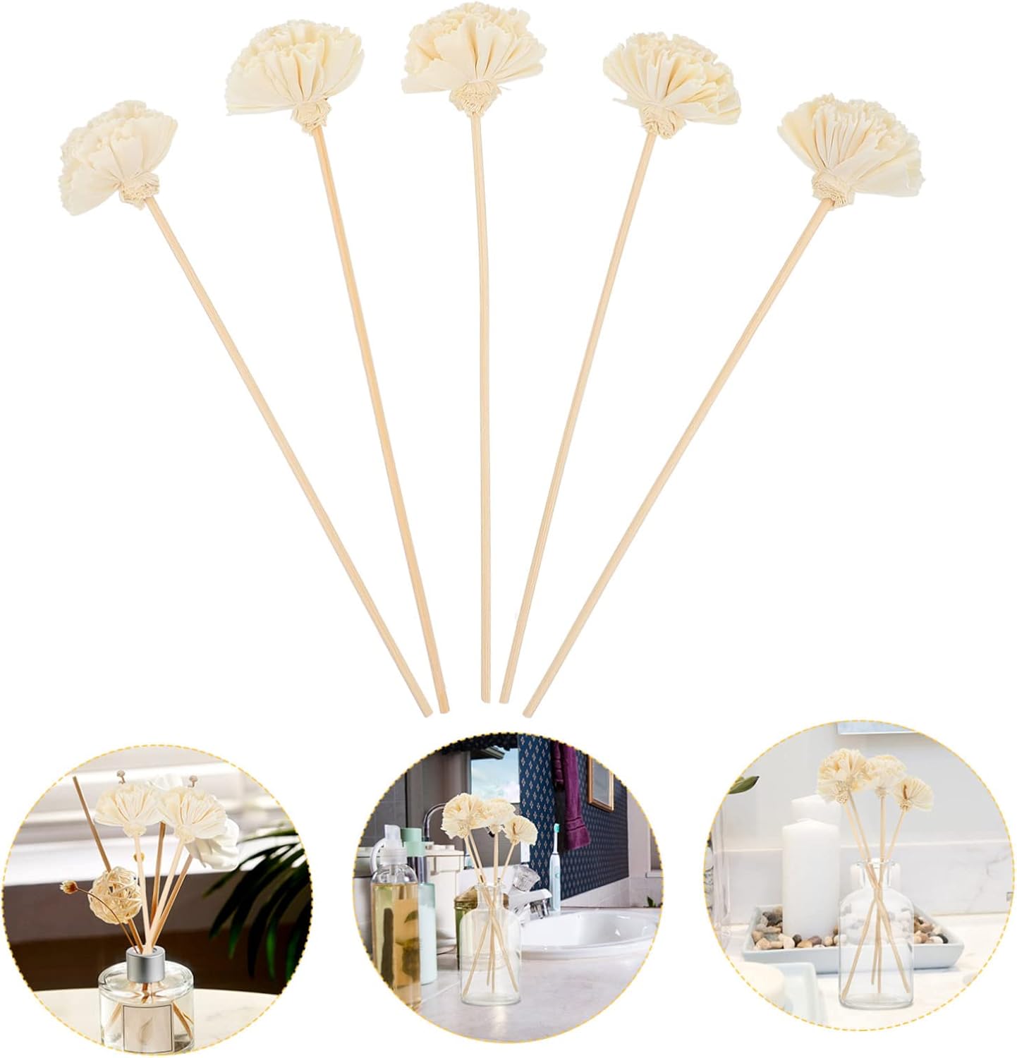 Hemoton Carnation Aroma Diffuser Sticks Set
