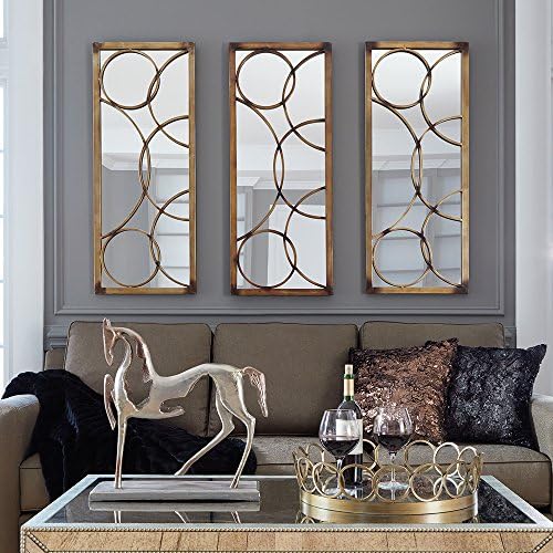 Howard Elliott Decorative Rectangular Wall Mirror in Antique Bronze