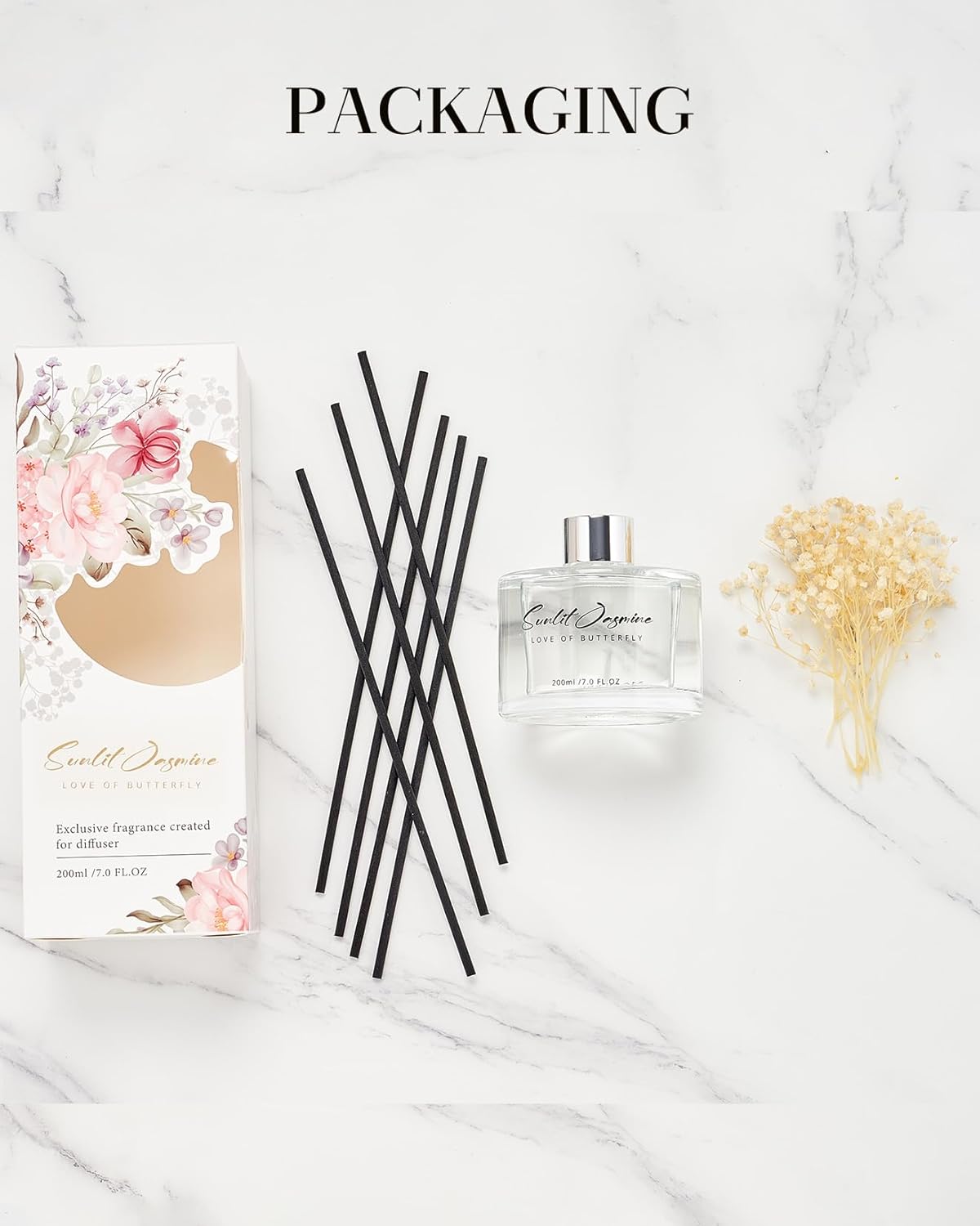 MSENSE Reed Diffuser Set with 7 Sticks