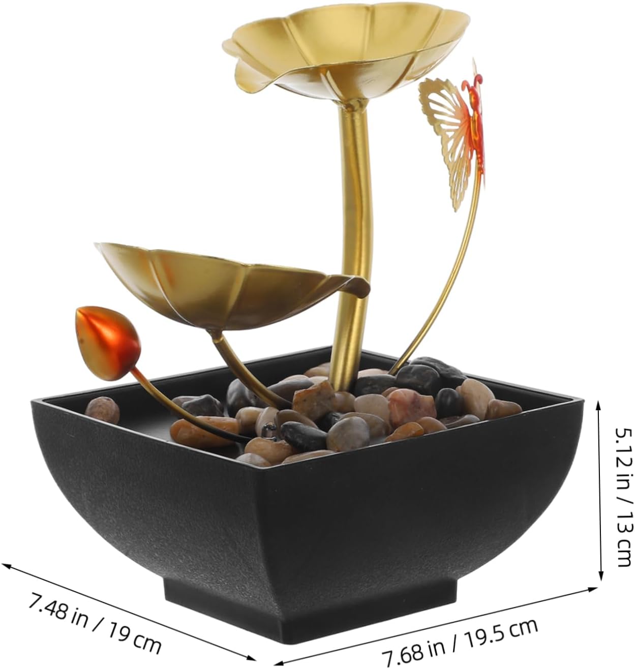 Zerodeko Leaf Indoor Tabletop Fountain with LED Light and River Rocks for Home Office Bedroom Decor