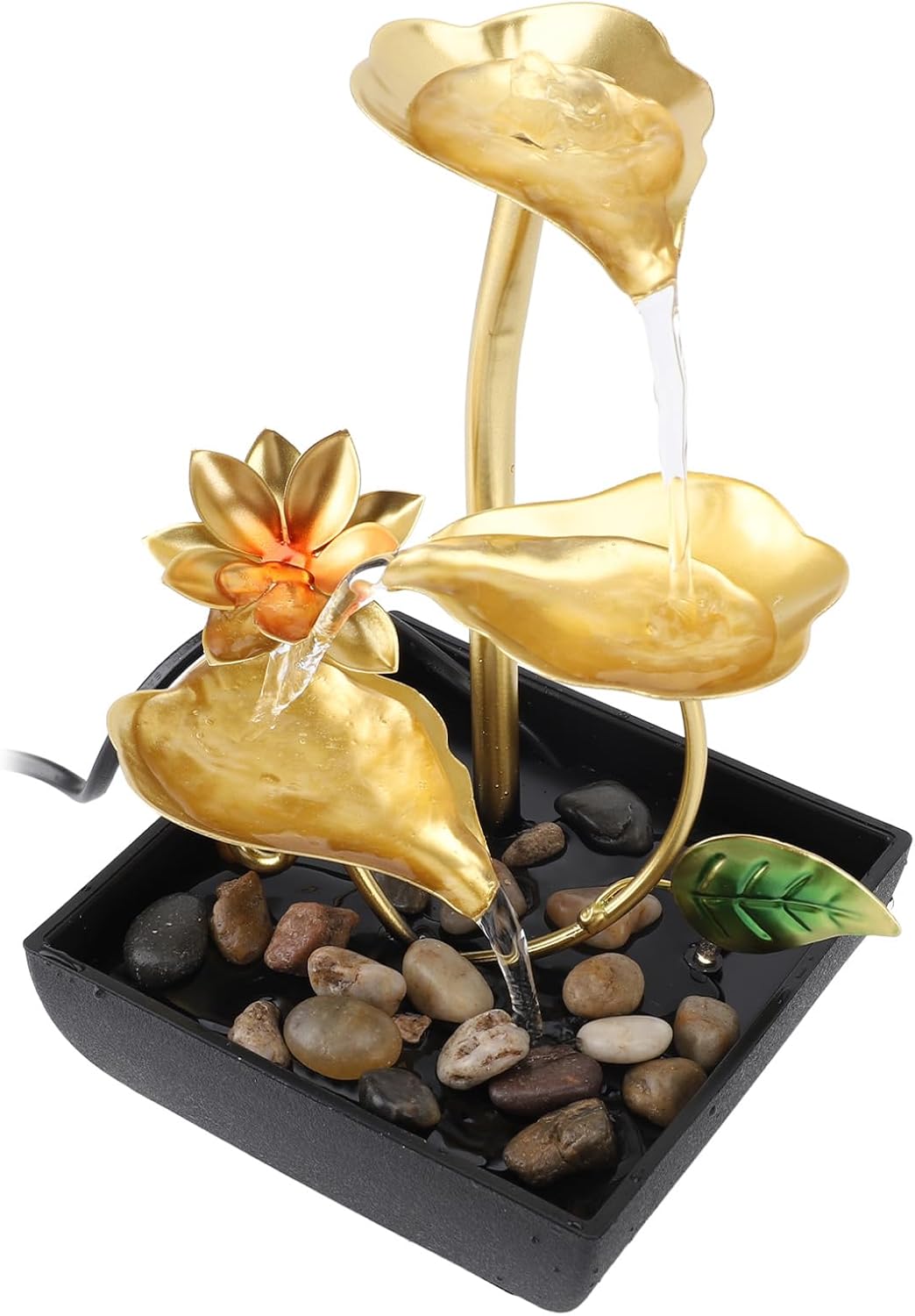 Leaf Tabletop Waterfall Fountain with LED 3 Tier
