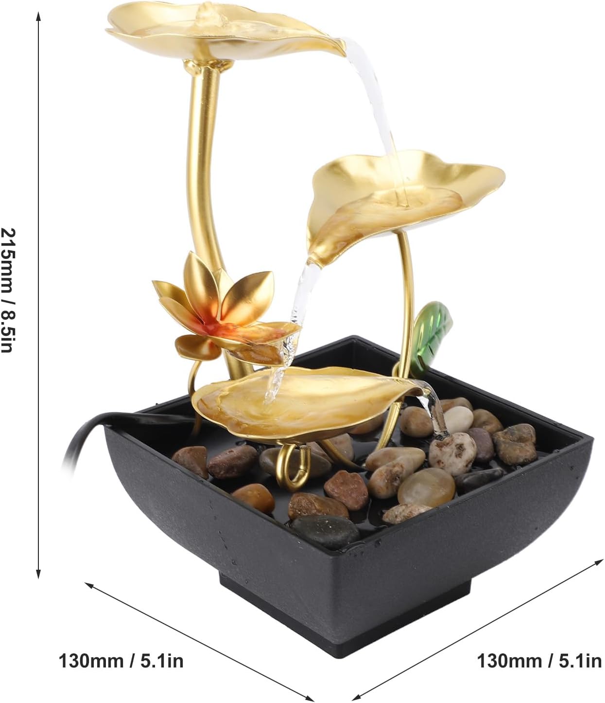 Haofy Indoor 3 Tier Leaf Fountain with LED Light and River Rocks