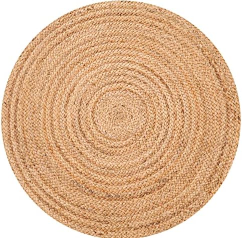 Bedding Craft 3 Ft Round Jute Area Rug Natural Yarn Handwoven