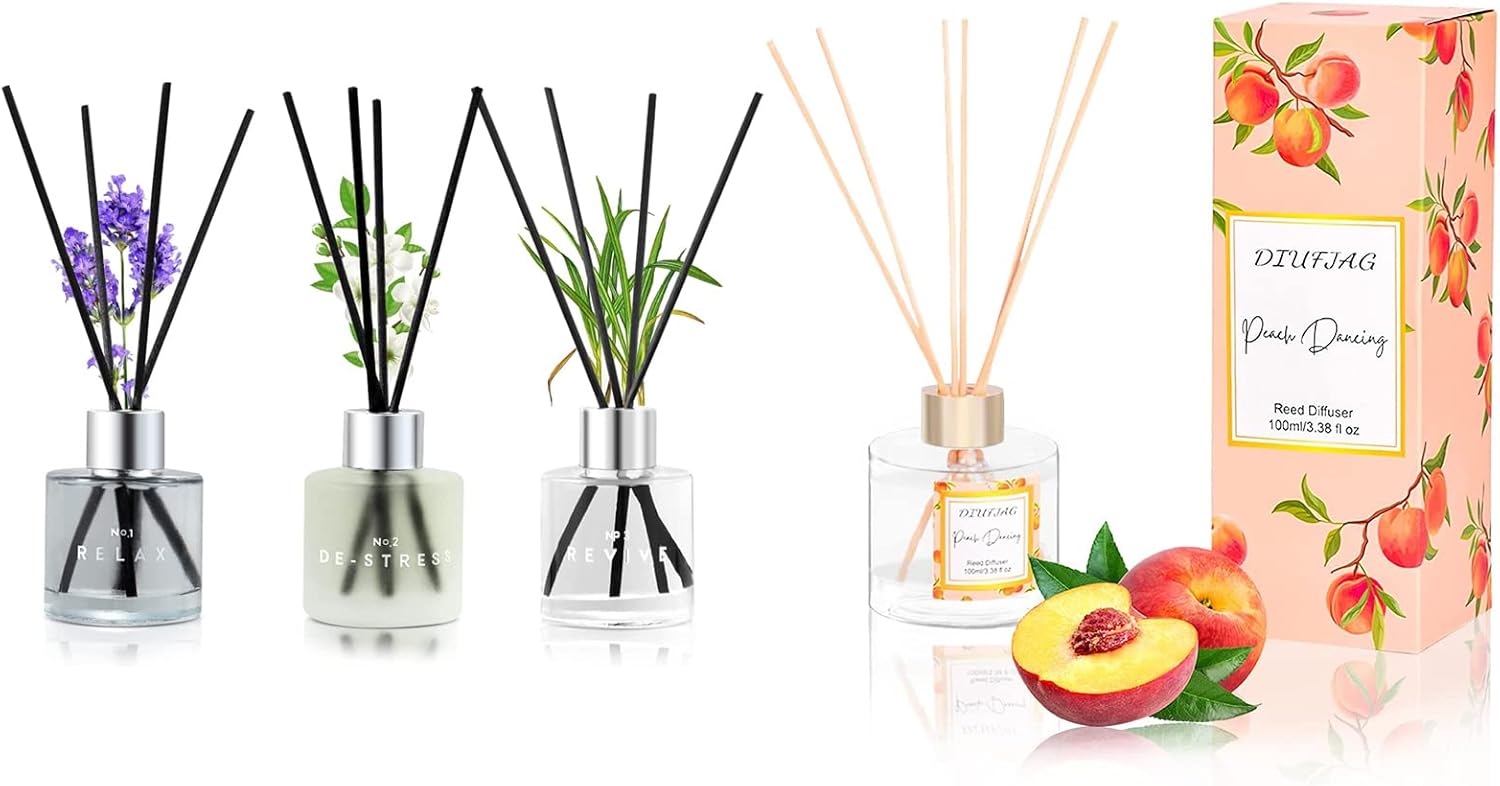DIUFJAG 150ml and 100ml Peach Reed Diffuser Set