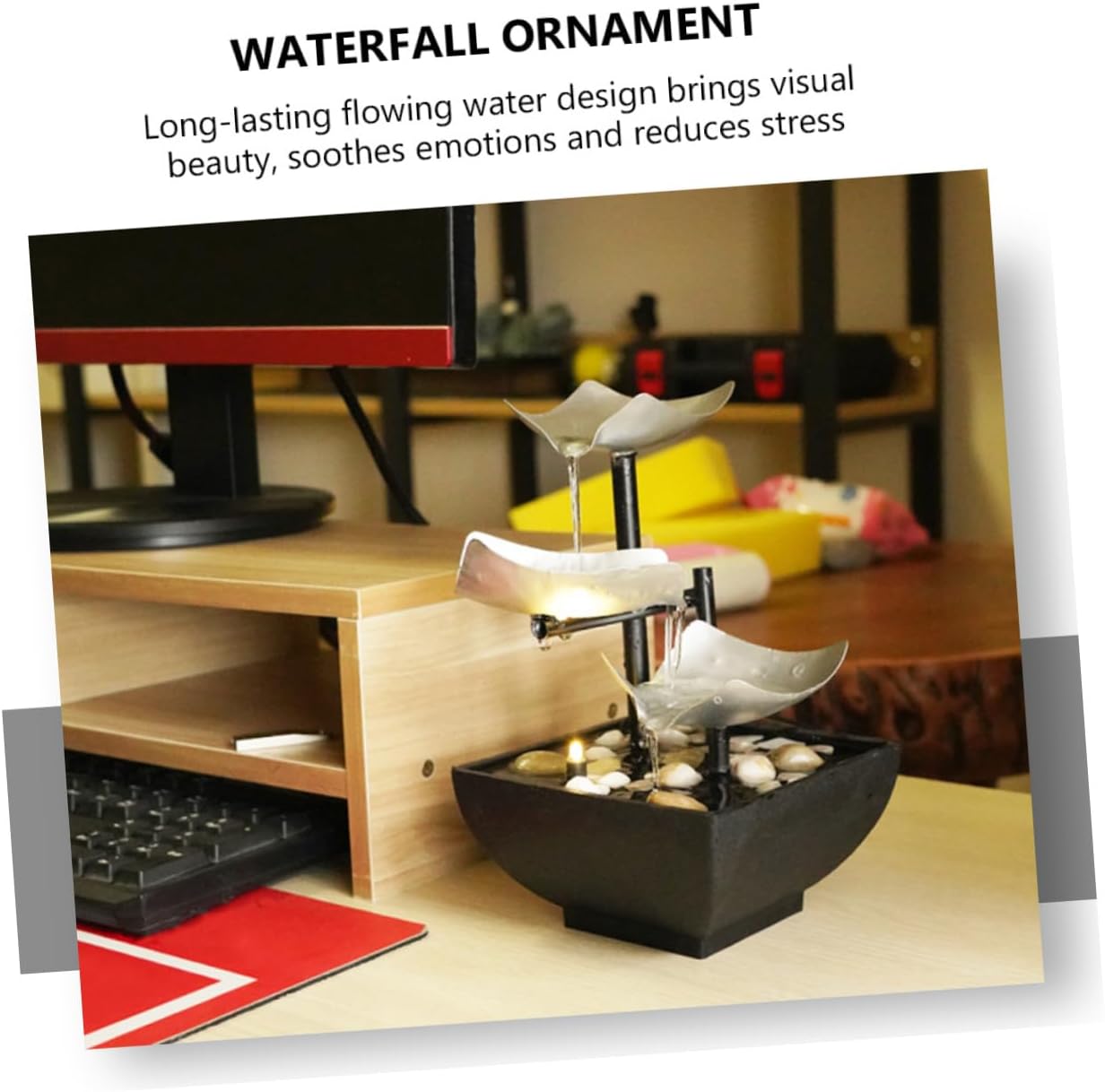 PRETYZOOM Tabletop Water Fountain Desk Decor Office Ornament