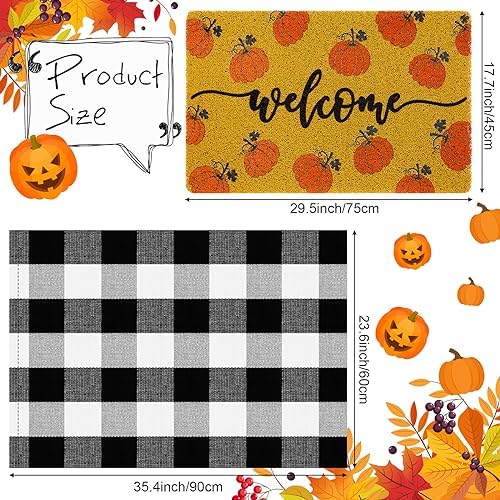 Fabbay 2 Pcs Fall Welcome Mat Halloween Decor