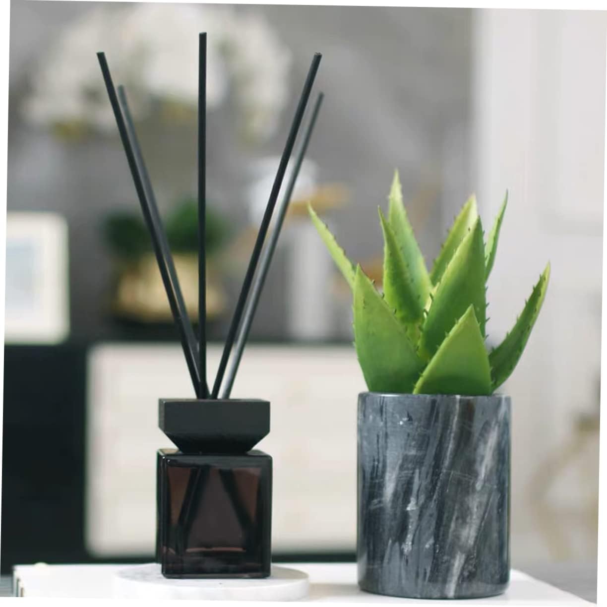 Elegant White Square Glass Diffuser Bottle for Essential Oils