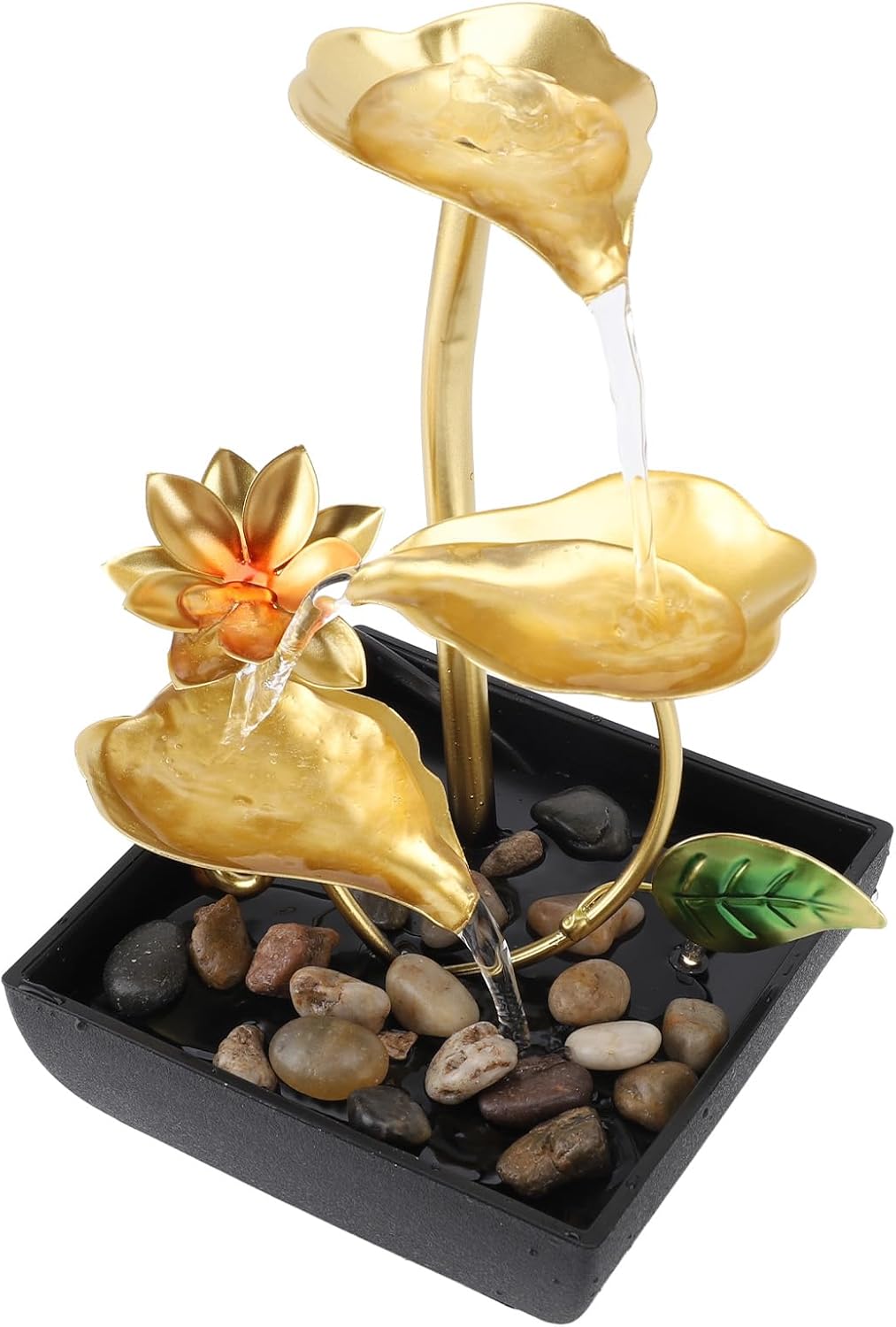 Leaf Tabletop Waterfall Fountain with LED 3 Tier