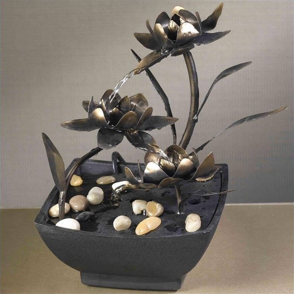 Contemporary Indoor Metal Flower Tabletop Fountain 1