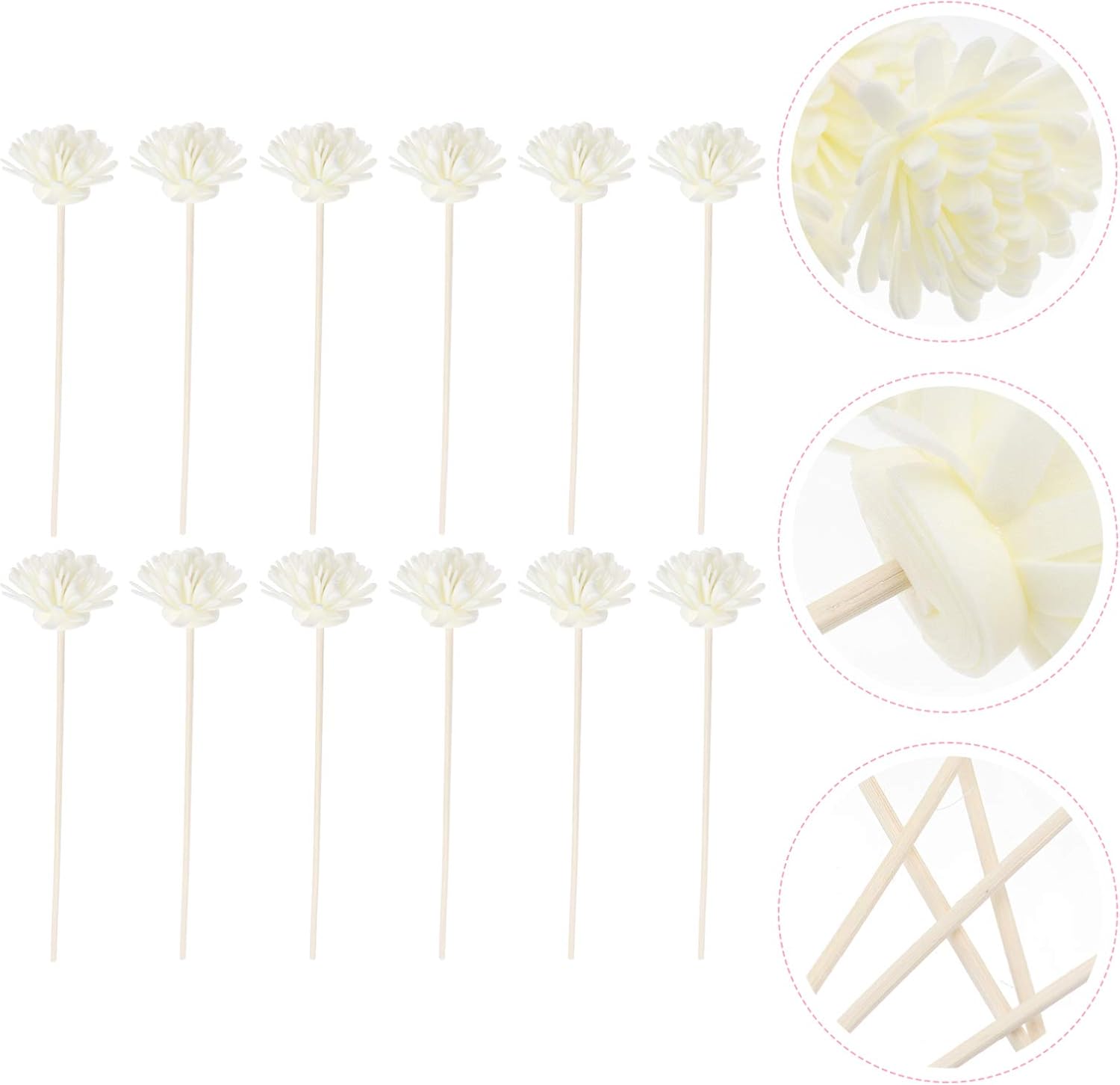 Cabilock 12pcs Wood Flower Rattan Reed Diffuser Sticks Essential Oil Replacement