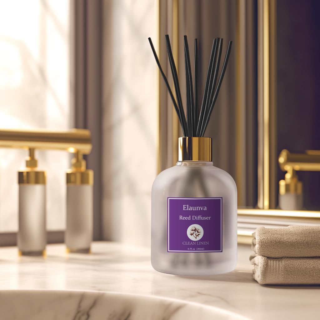 Elaunva Clean Linen Reed Diffuser Set 67fl oz with 8 Sticks