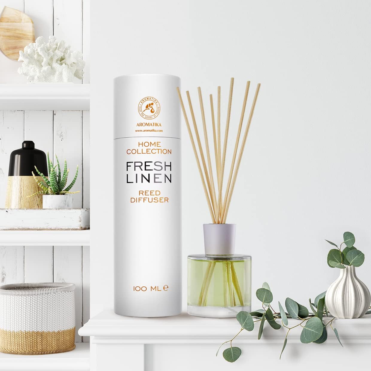 AROMATIKA Fresh Linen Reed Diffuser 34 Fl Oz