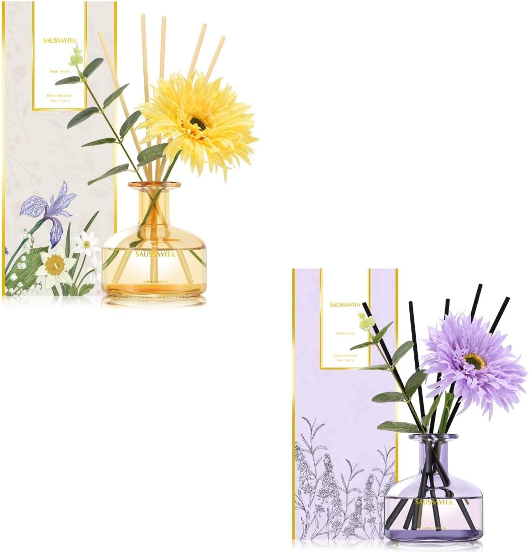 Saussavita Reed Diffuser Set 710 Oz with 7 Sticks Apple Blossom Lavender Scent
