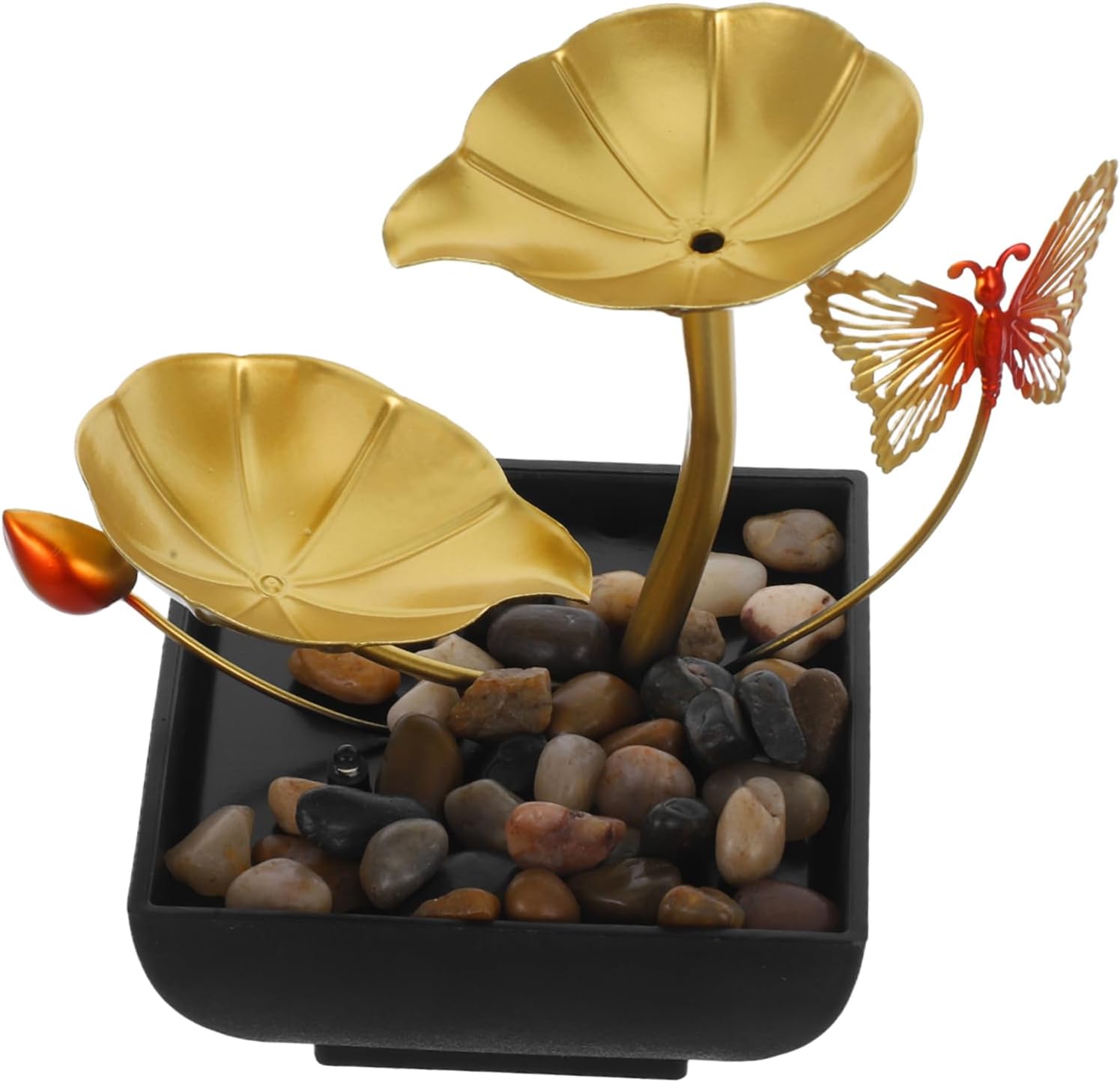 Golden Lotus Waterfall Tabletop Fountain for Indoor Decor