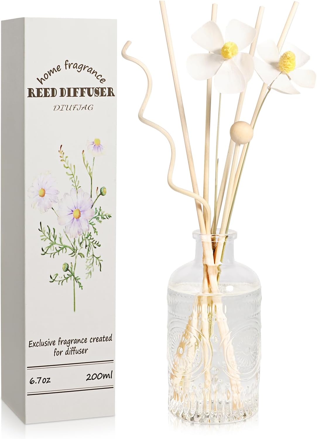 English Pear Freesia Reed Diffuser Set with 4 Rattan Sticks