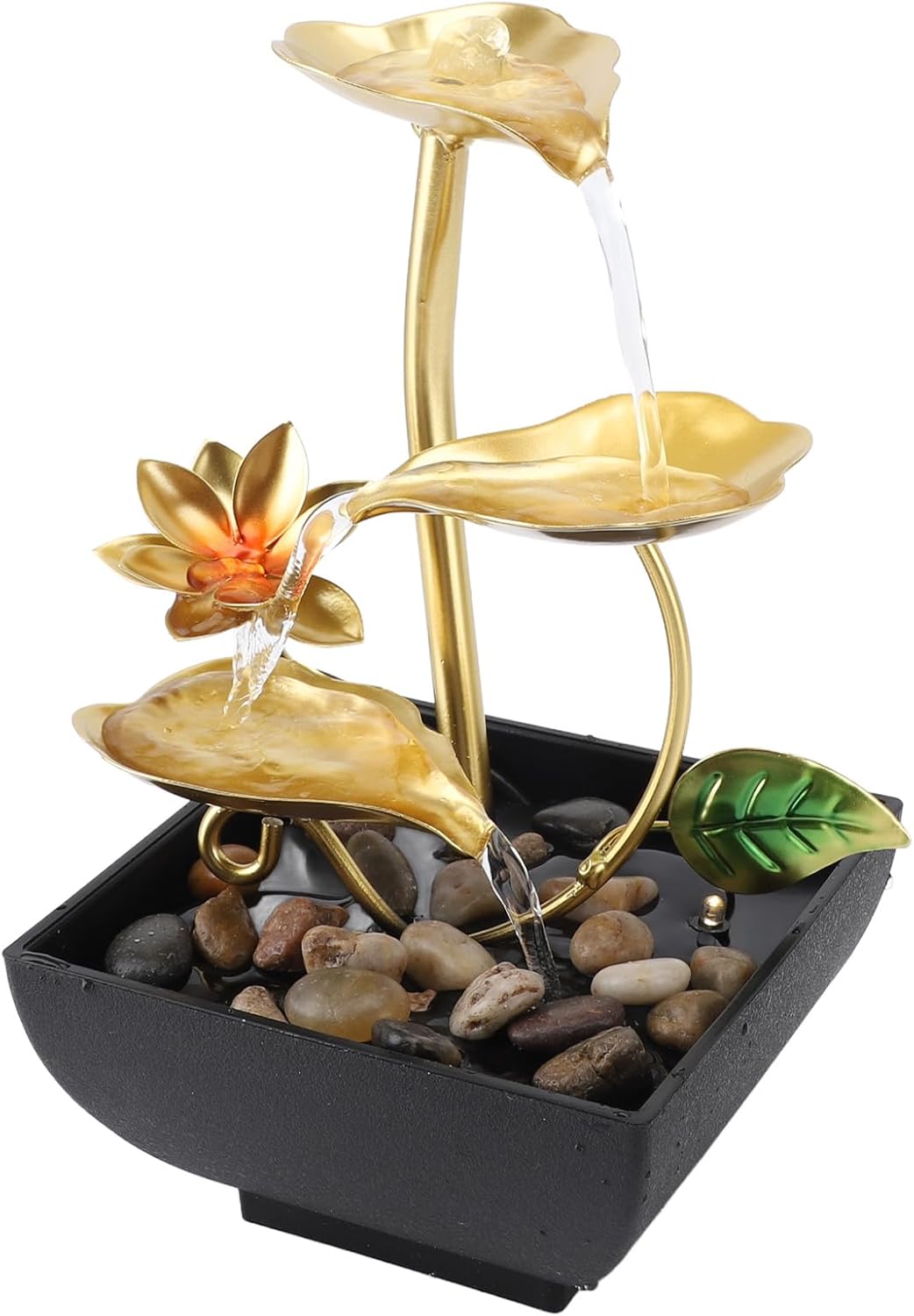 Leaf Tabletop Waterfall Fountain with LED 3 Tier