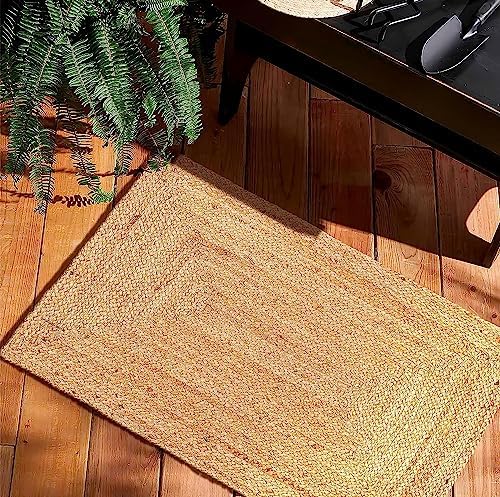 Kema Hand Woven Jute Braided Rug 2x3 Natural