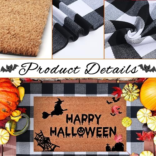 Halloween Decor Doormat Combo Set with Plaid Rug