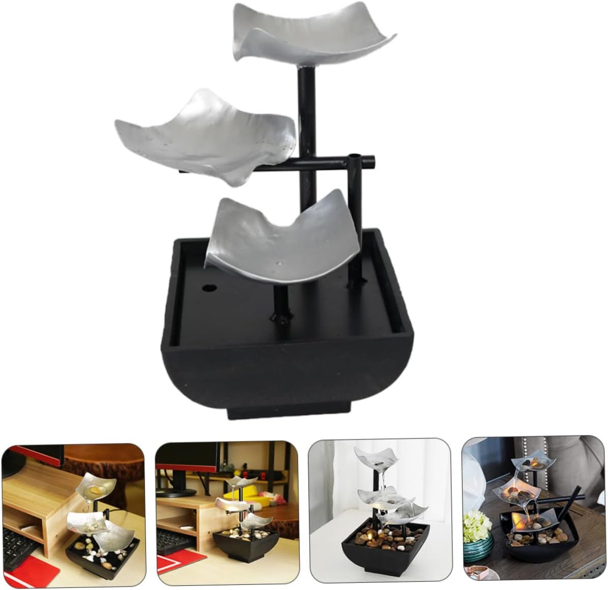 PRETYZOOM Tabletop Water Fountain Desk Decor Office Ornament